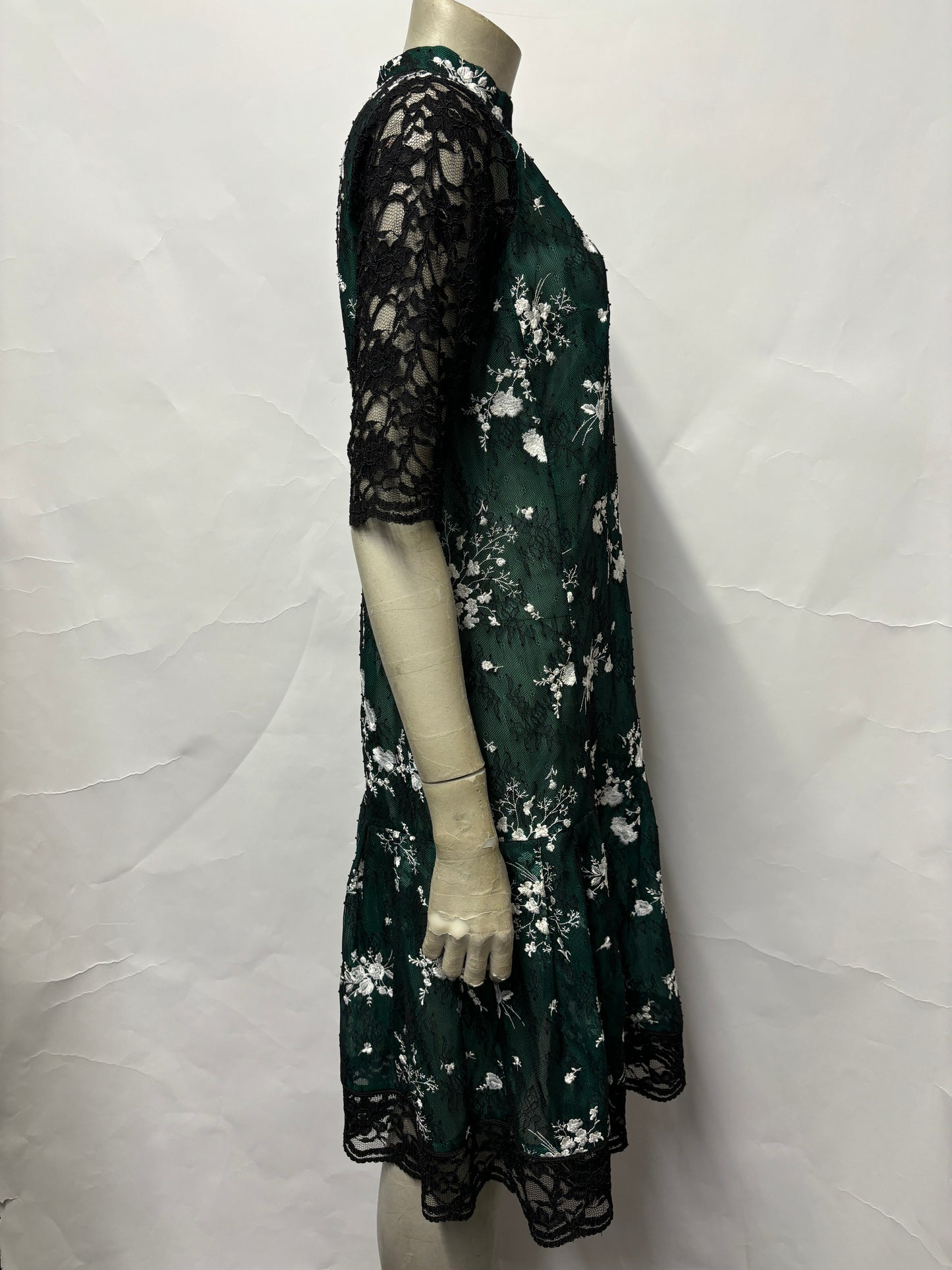 Erdem Green Lace Mid-length Silk Lined Sheer Dress 14