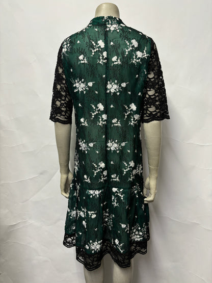 Erdem Green Lace Mid-length Silk Lined Sheer Dress 14