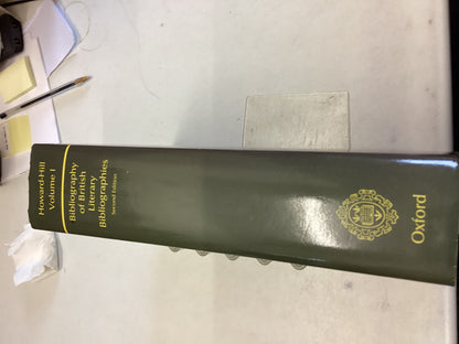Bibliography Of British Literary Bibliographies Second Edition Volume 1 T H Howard Hill