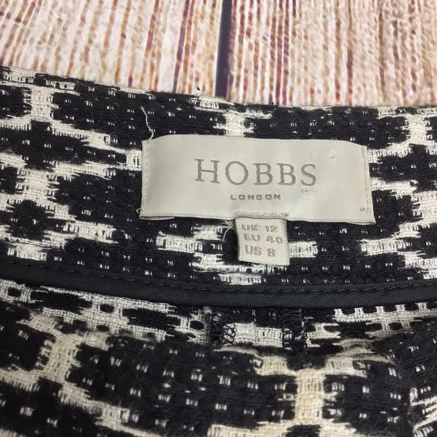 Hobbs Black & White Patterned Cropped Trousers Size 12