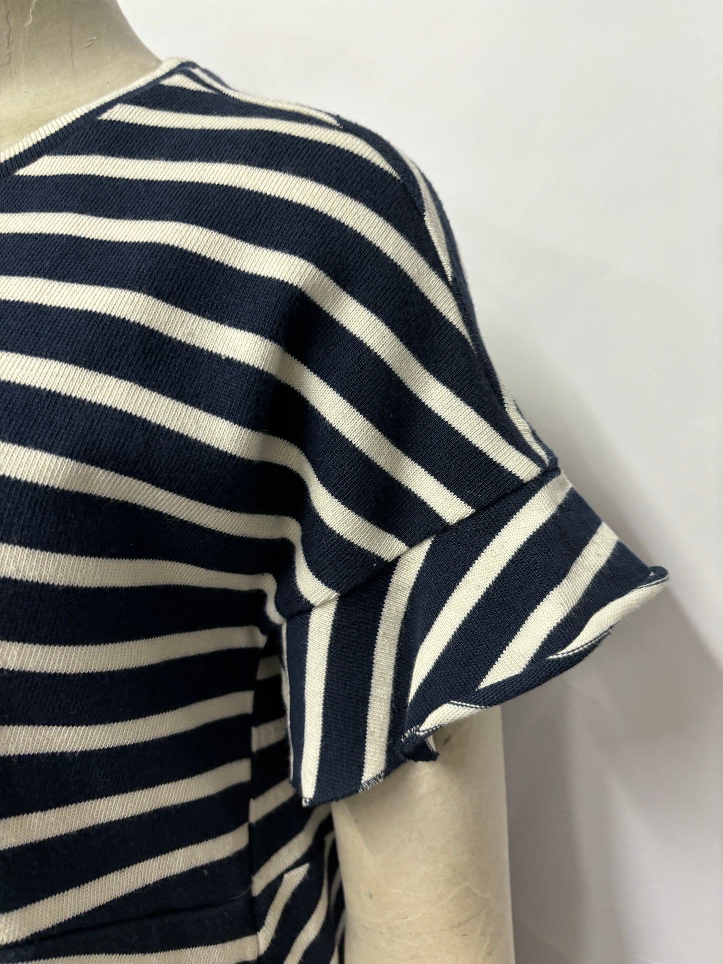 Bimba Y Lola Navy and White Stripe Peplum T-shirt XS