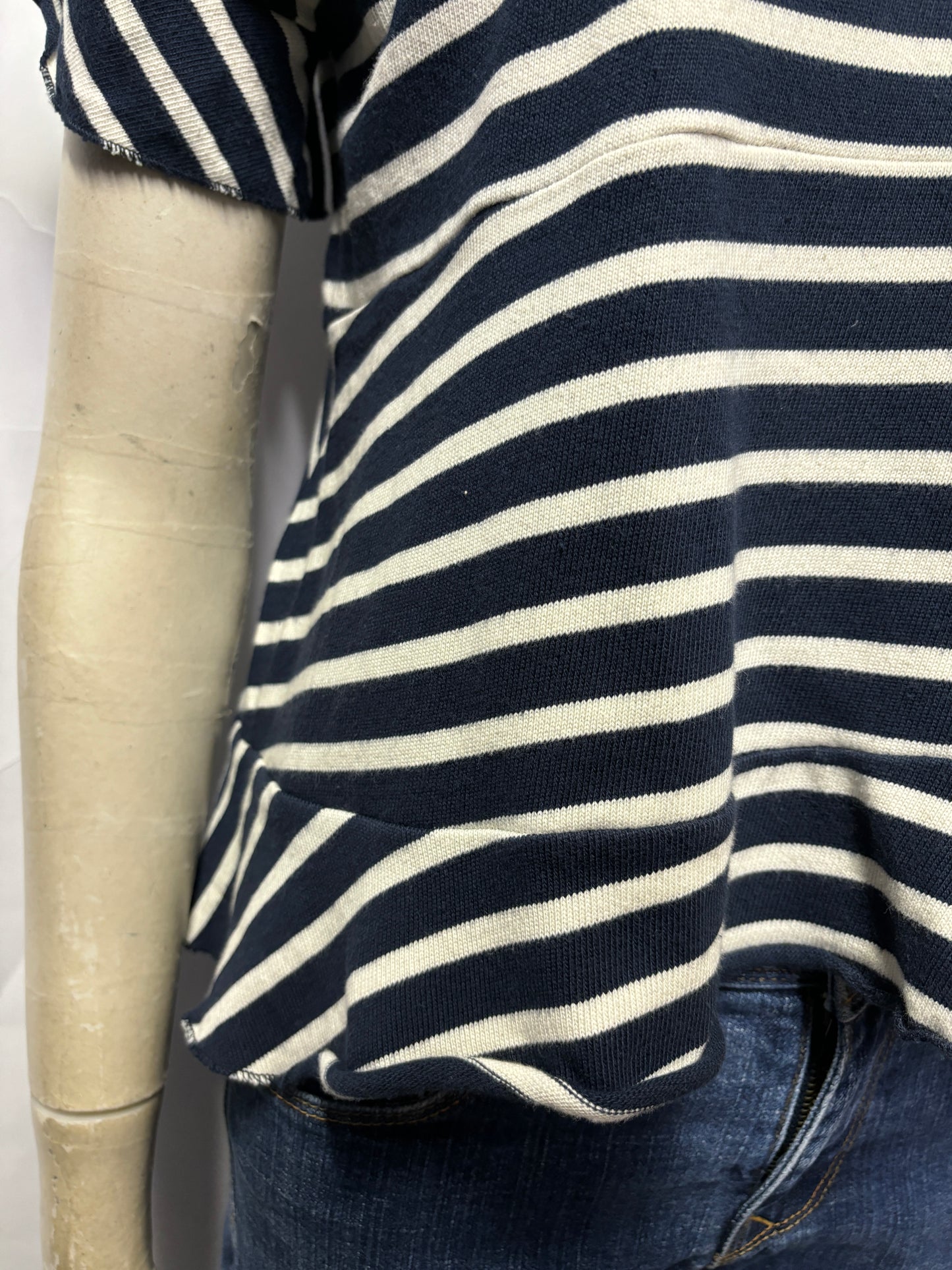 Bimba Y Lola Navy and White Stripe Peplum T-shirt XS