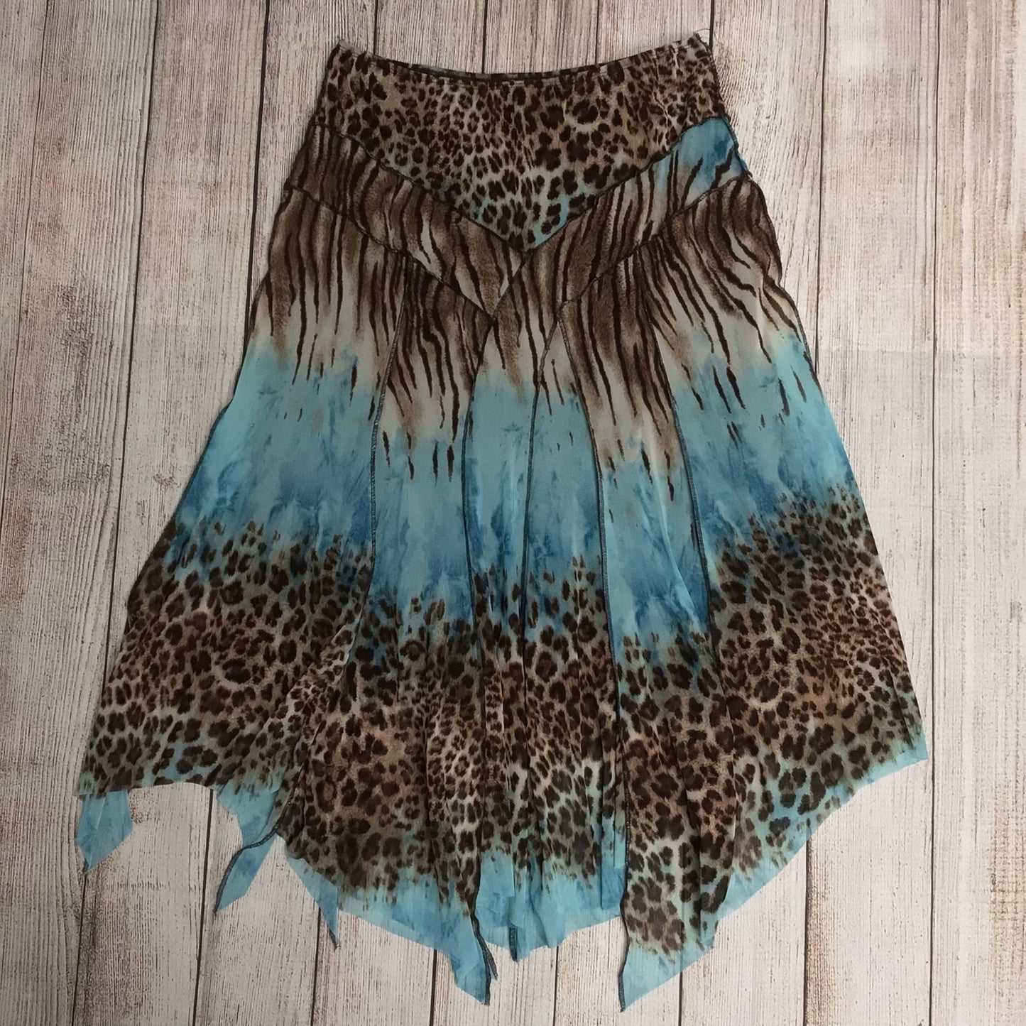 Frank Lyman Blue & Brown Animal Print Skirt w/Lining Size 18