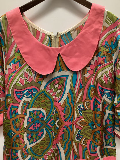 Vintage Drop Waist Bold Patterned Dress