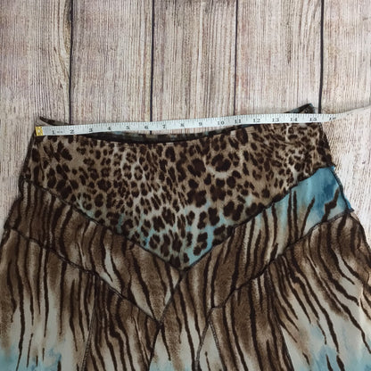 Frank Lyman Blue & Brown Animal Print Skirt w/Lining Size 18