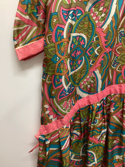 Vintage Drop Waist Bold Patterned Dress