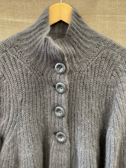 Ted Baker Grey Angora Wool Blend Fluffy Cardigan Size 3 UK 12