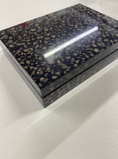 Black and Grey Granite Effect Playing Card Box With Two Complete Card Sets