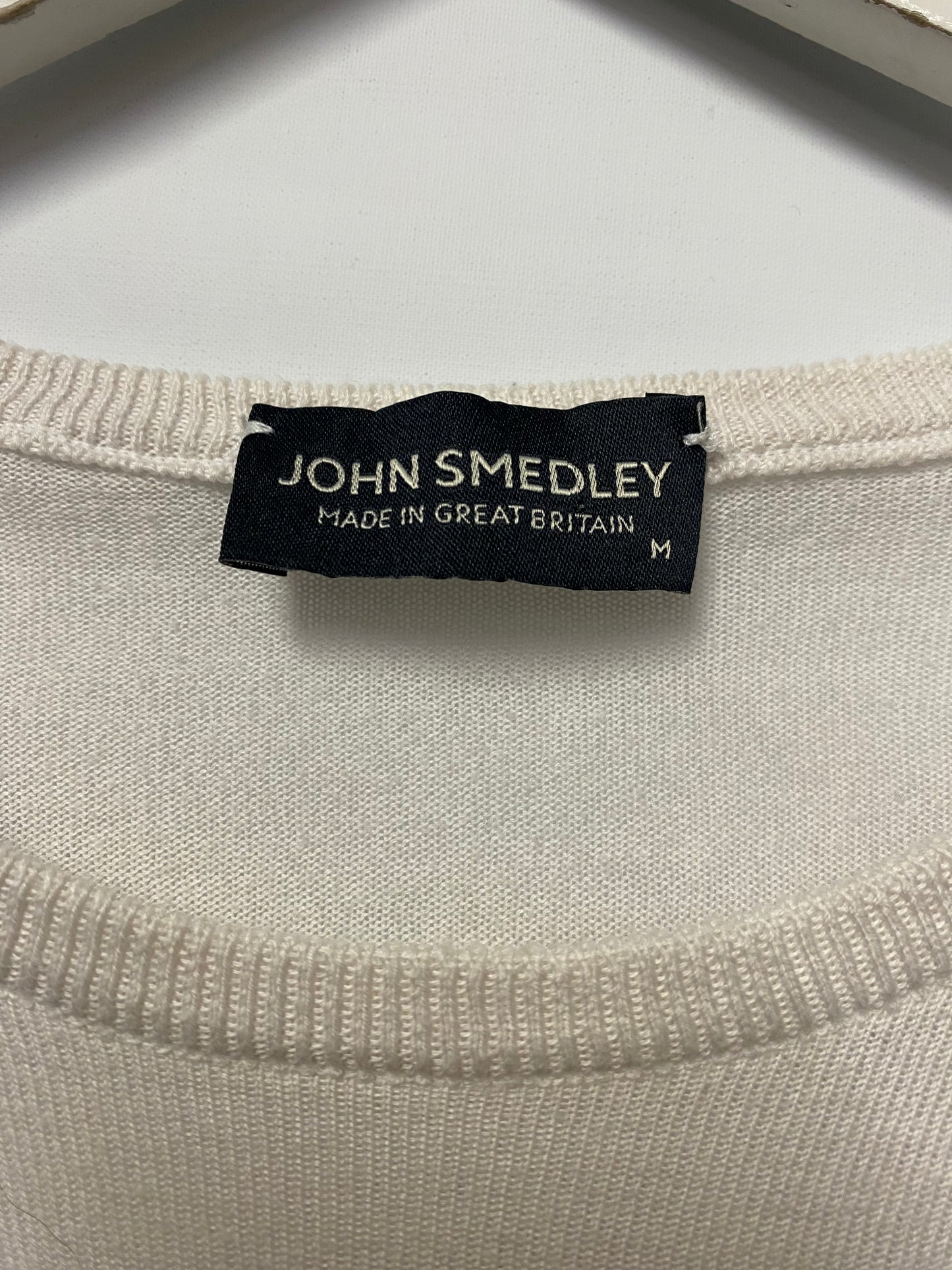 John Smedley Red and White Stripe Knit Jumper Medium