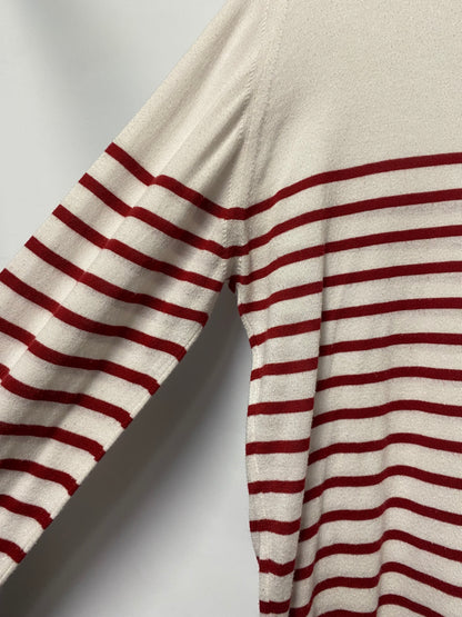 John Smedley Red and White Stripe Knit Jumper Medium