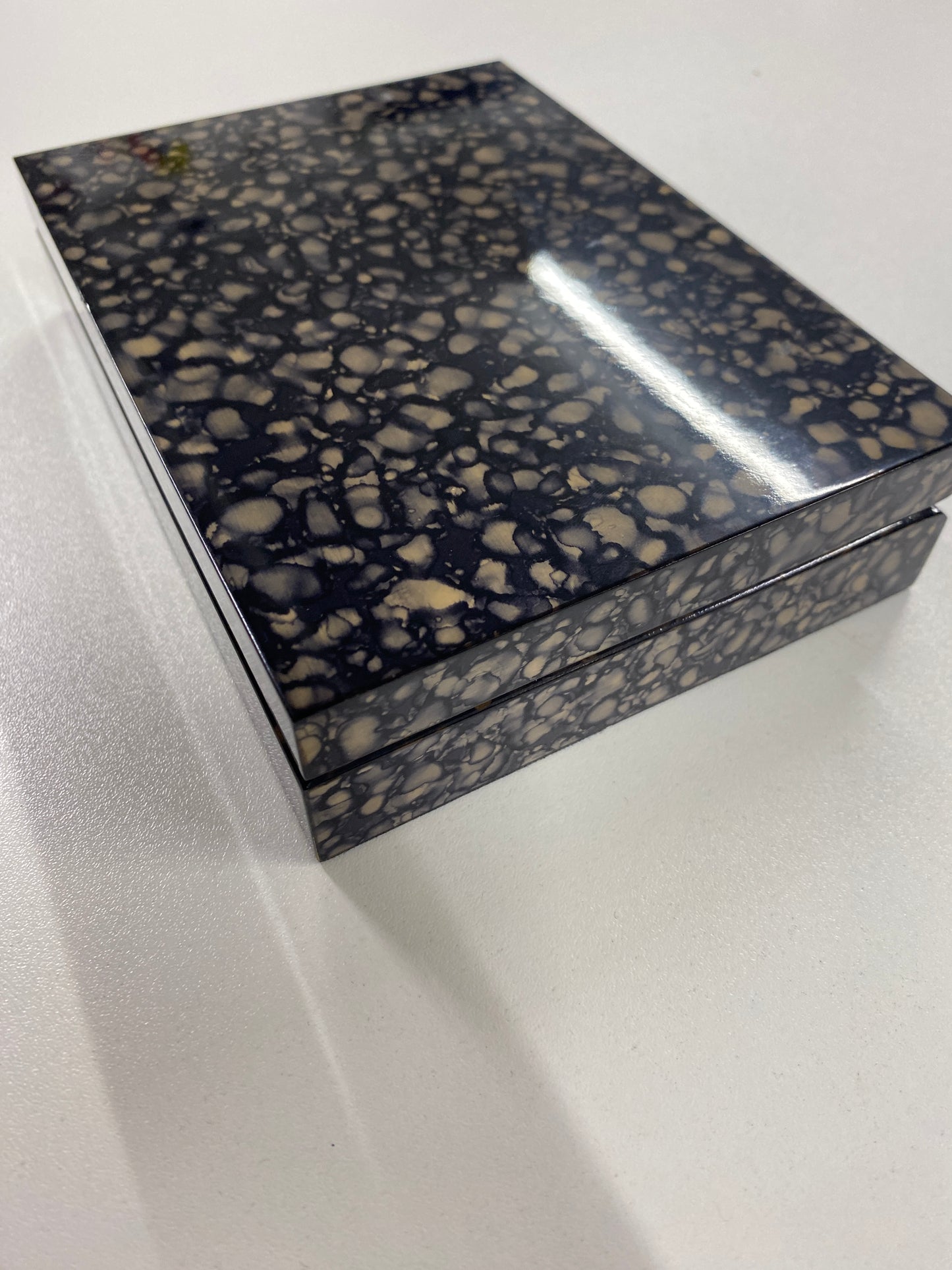 Black and Grey Granite Effect Playing Card Box With Two Complete Card Sets