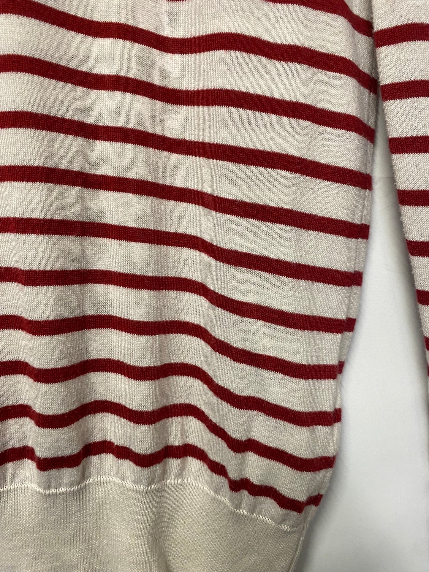 John Smedley Red and White Stripe Knit Jumper Medium