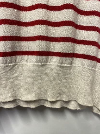 John Smedley Red and White Stripe Knit Jumper Medium