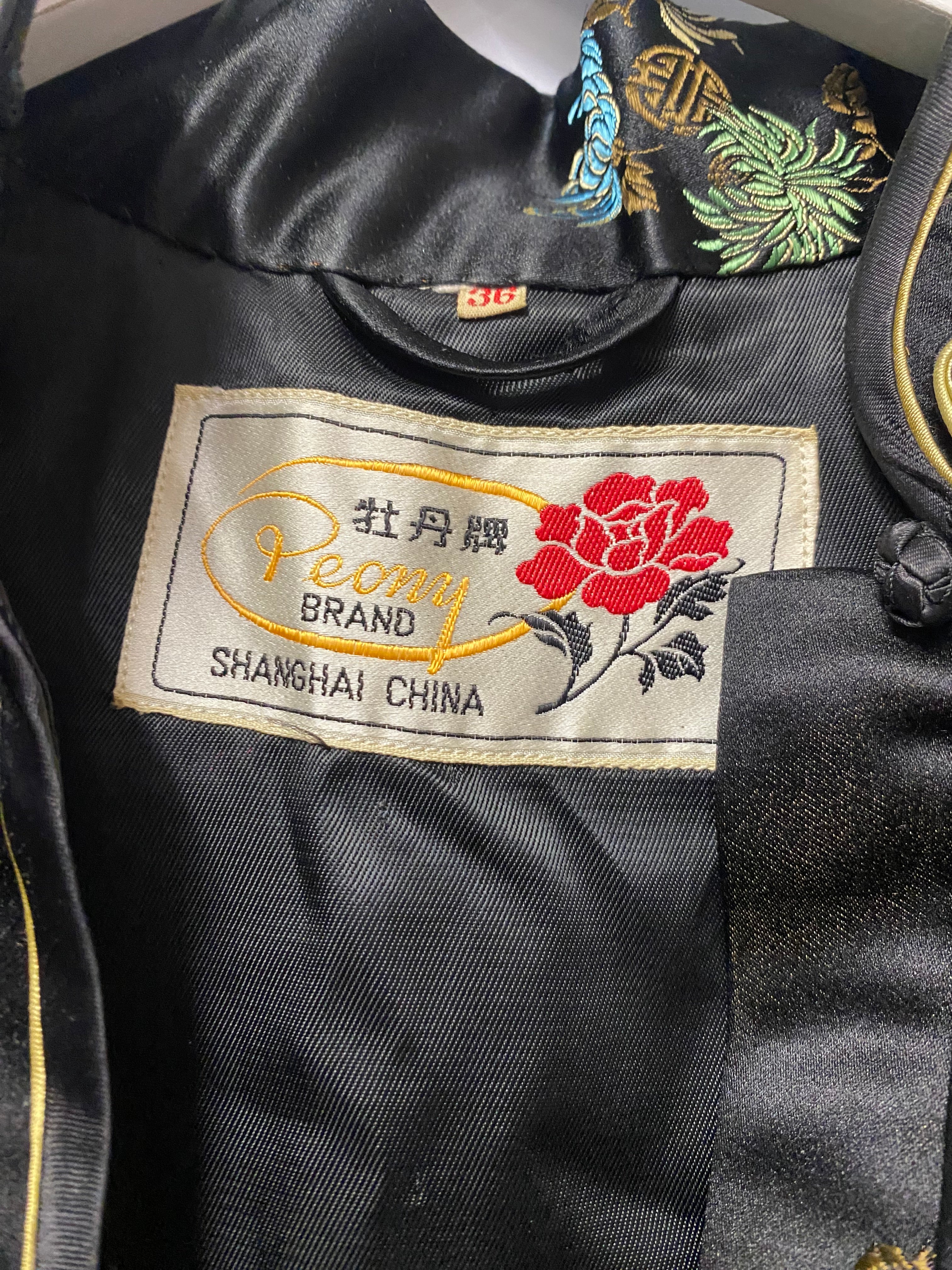 Peony Black Embroidered Silk Jacket Size 8 Shop for Shelter