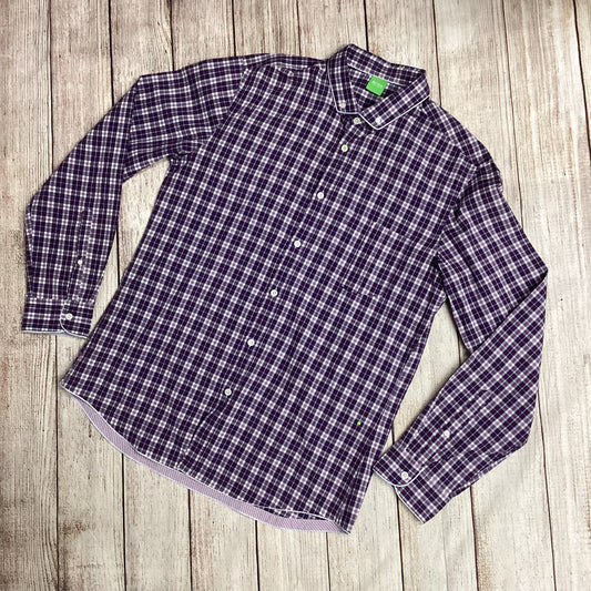 Hugo Boss Purple Check 100% Cotton Shirt Size L