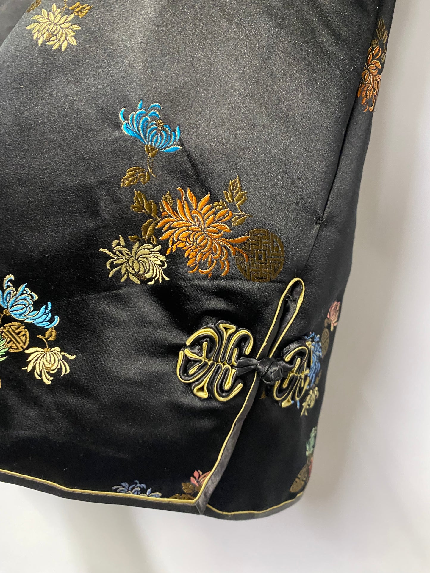 Peony Black Embroidered Silk Jacket Size 8