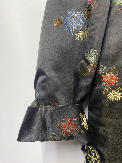 Peony Black Embroidered Silk Jacket Size 8