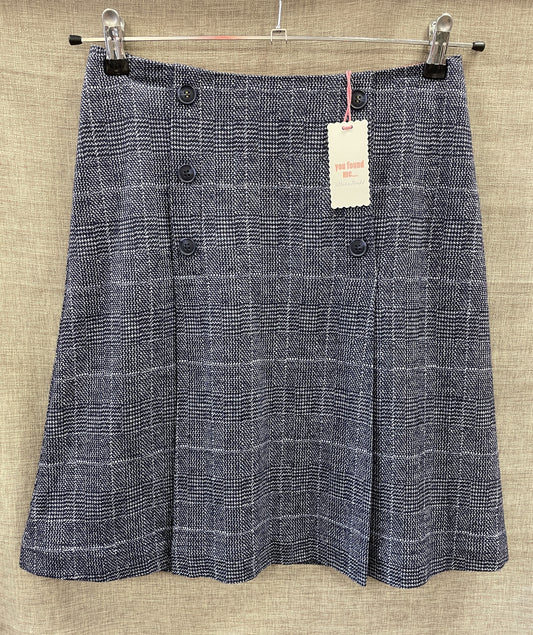 White Stuff New with Tags Wool Mix Navy Check Mini Skirt Size 8