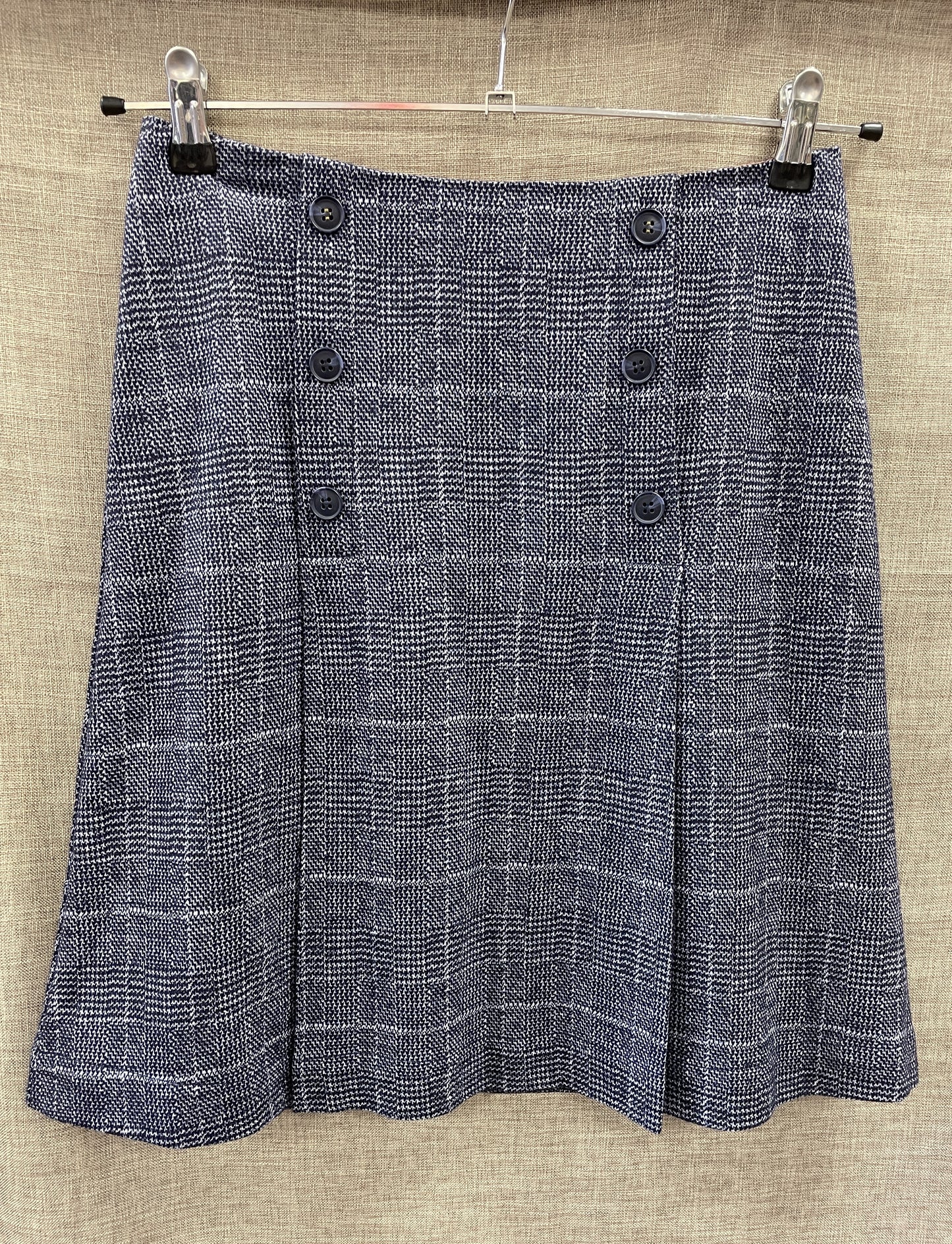 White Stuff New with Tags Wool Mix Navy Check Mini Skirt Size 8