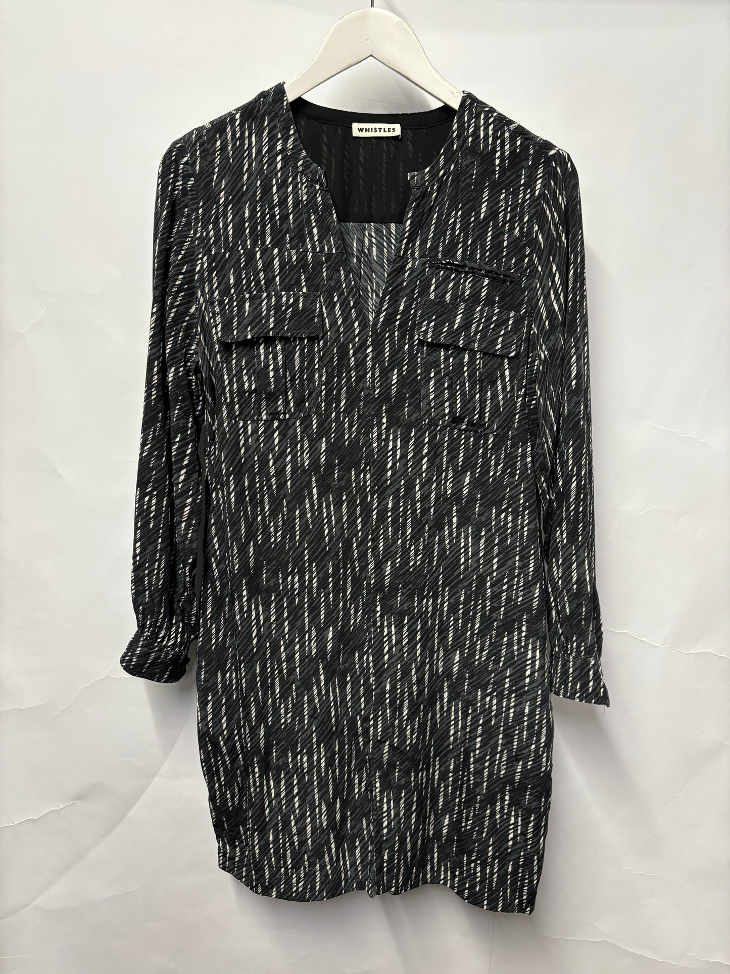 Whistles Grey Patterned Silk Shift Dress 10