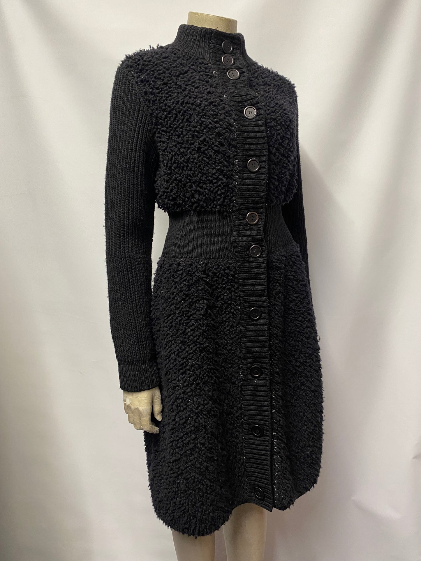 Missoni Black and Grey Wool Button Dress Medium