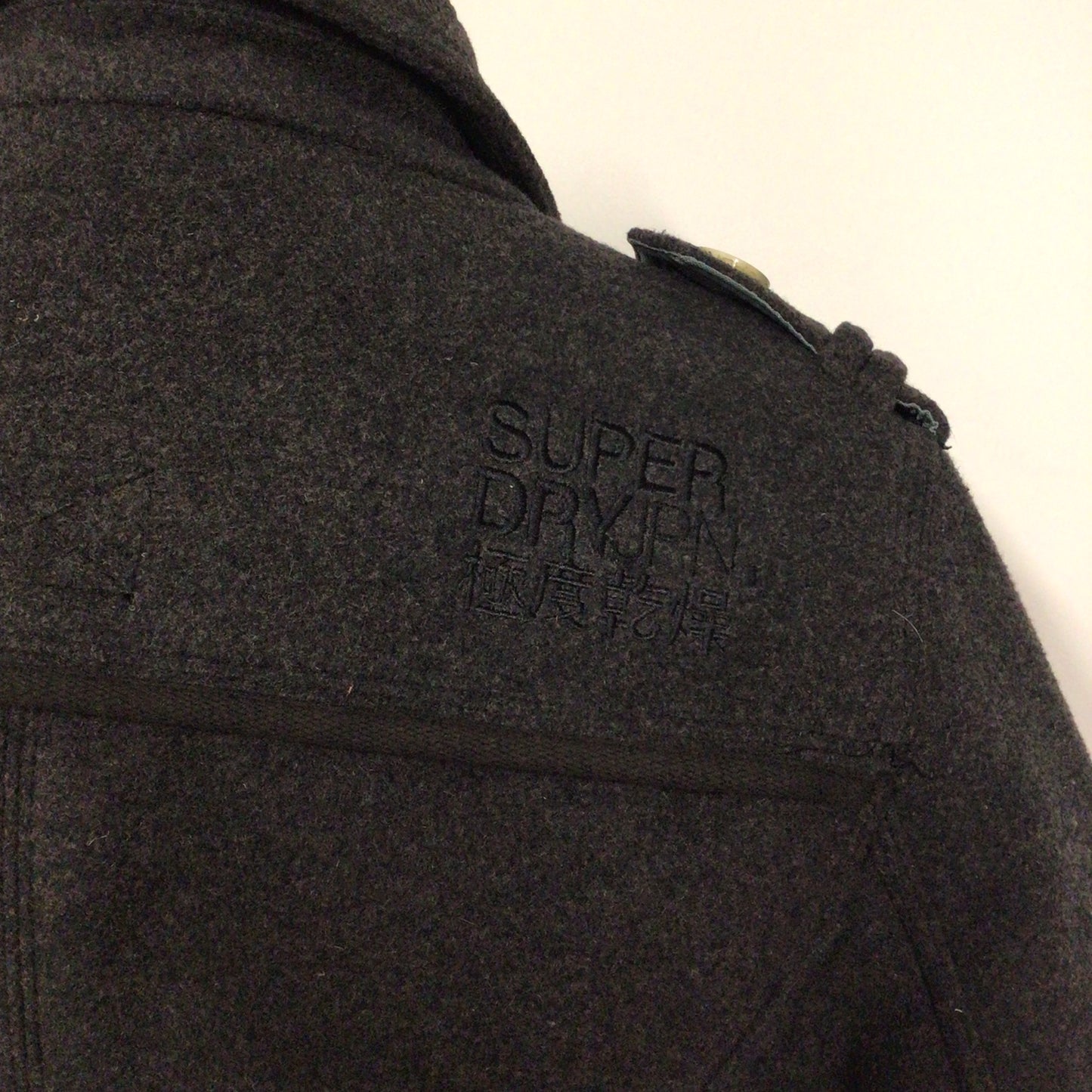 Superdry Dark Grey Wool Blend Heavy Double Breasted Coat Size M