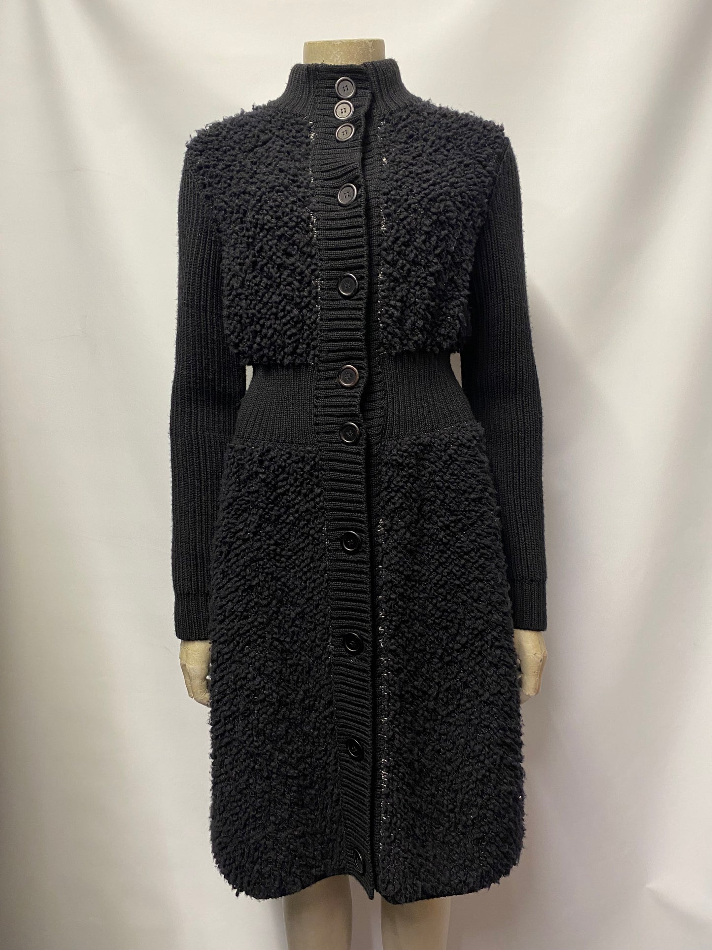 Missoni Black and Grey Wool Button Dress Medium