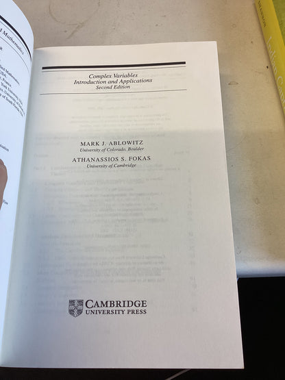 Complex Variables Introduction and Applications Second edition Mark J Ablowitz Athanassios S Fokas