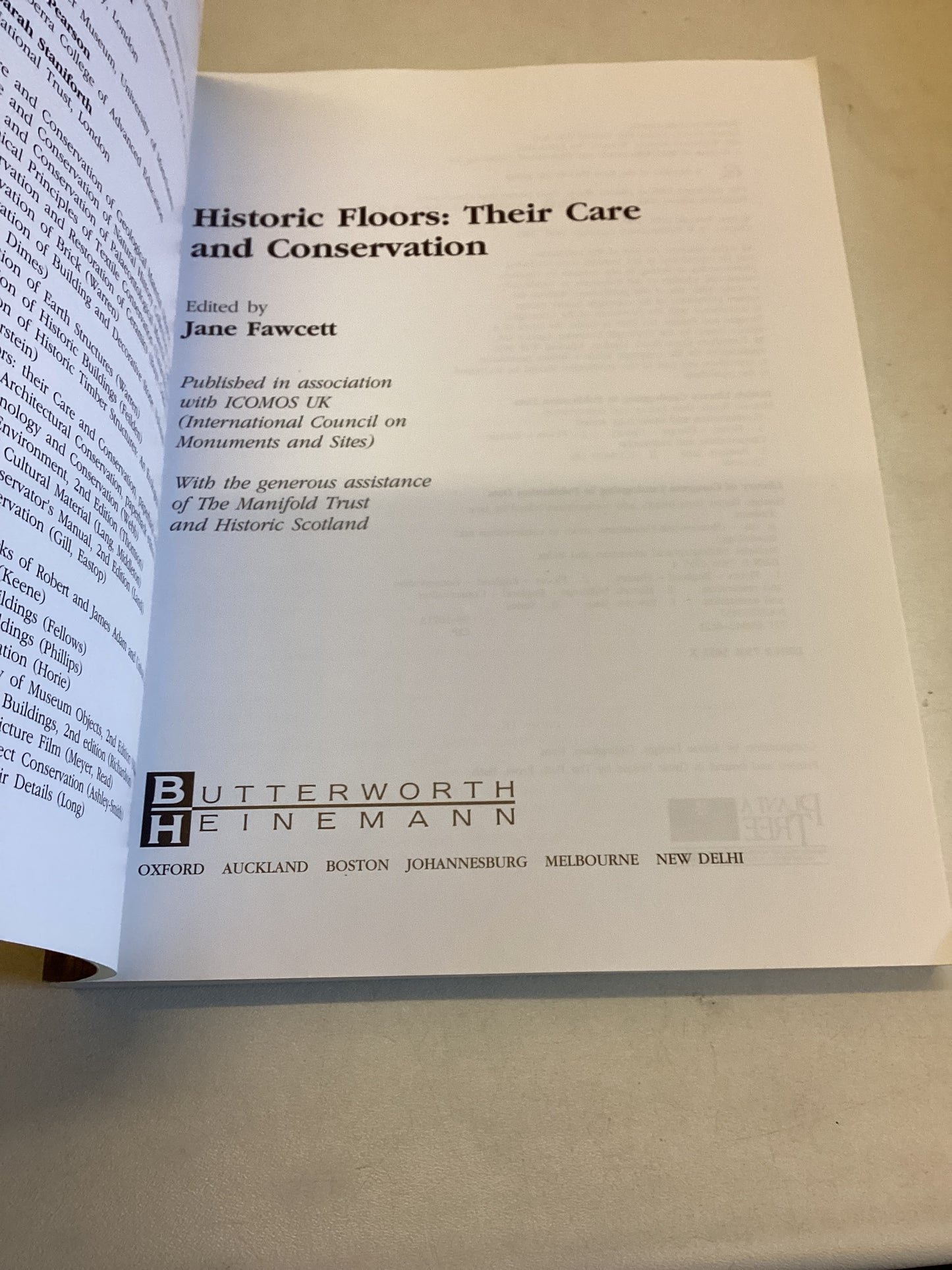 Historic Floors Their Care and Conservation Jane Fawcett