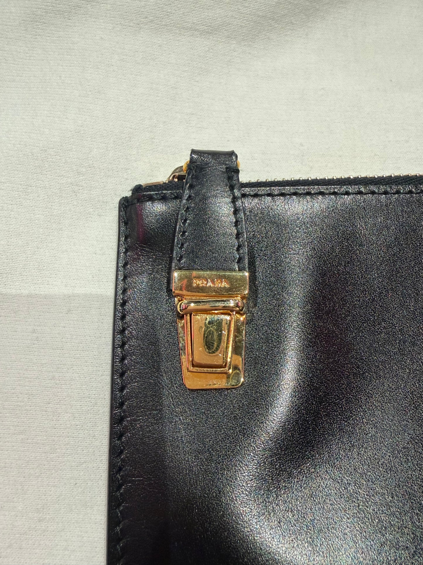 Prada Black Leather Clutch Bag