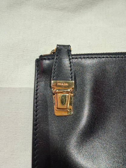 Prada Black Leather Clutch Bag