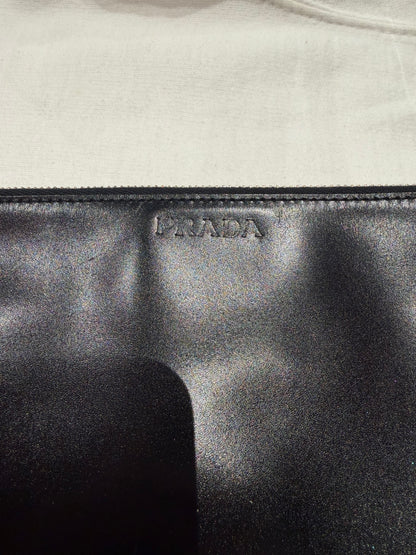 Prada Black Leather Clutch Bag