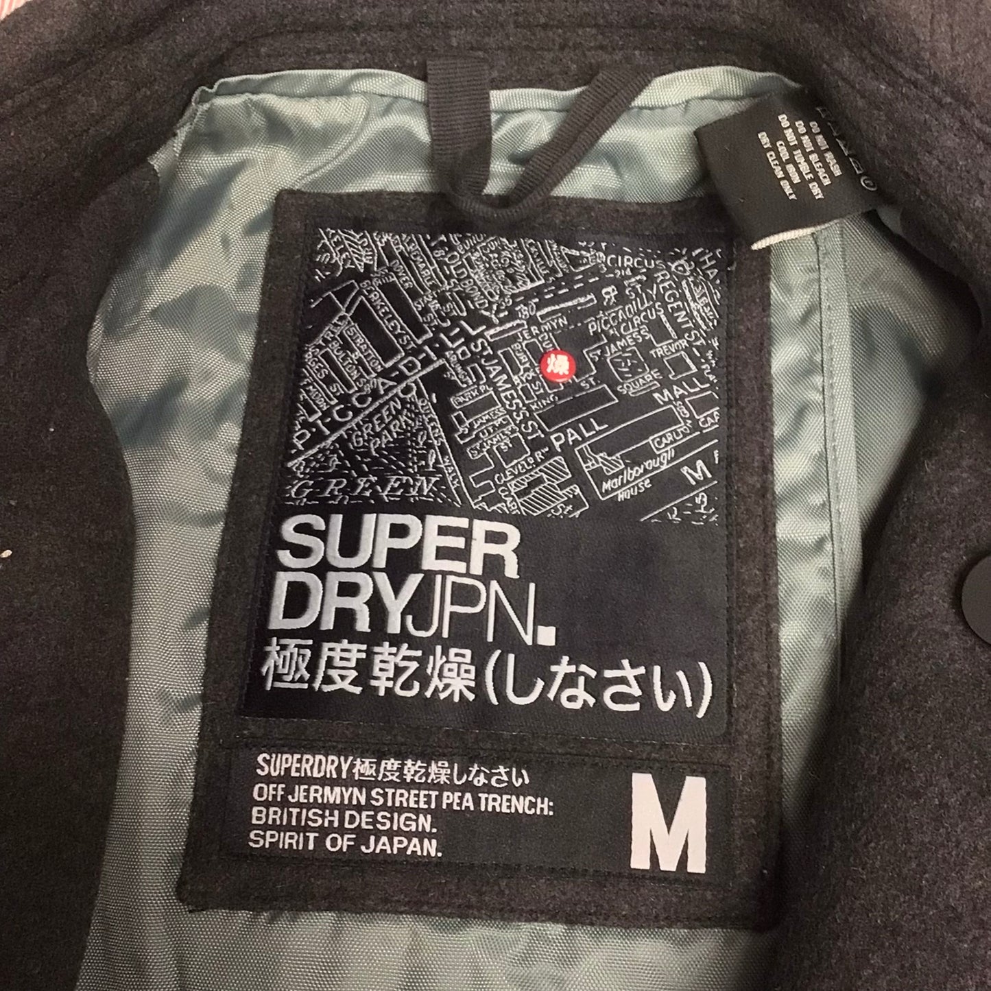 Superdry Dark Grey Wool Blend Heavy Double Breasted Coat Size M