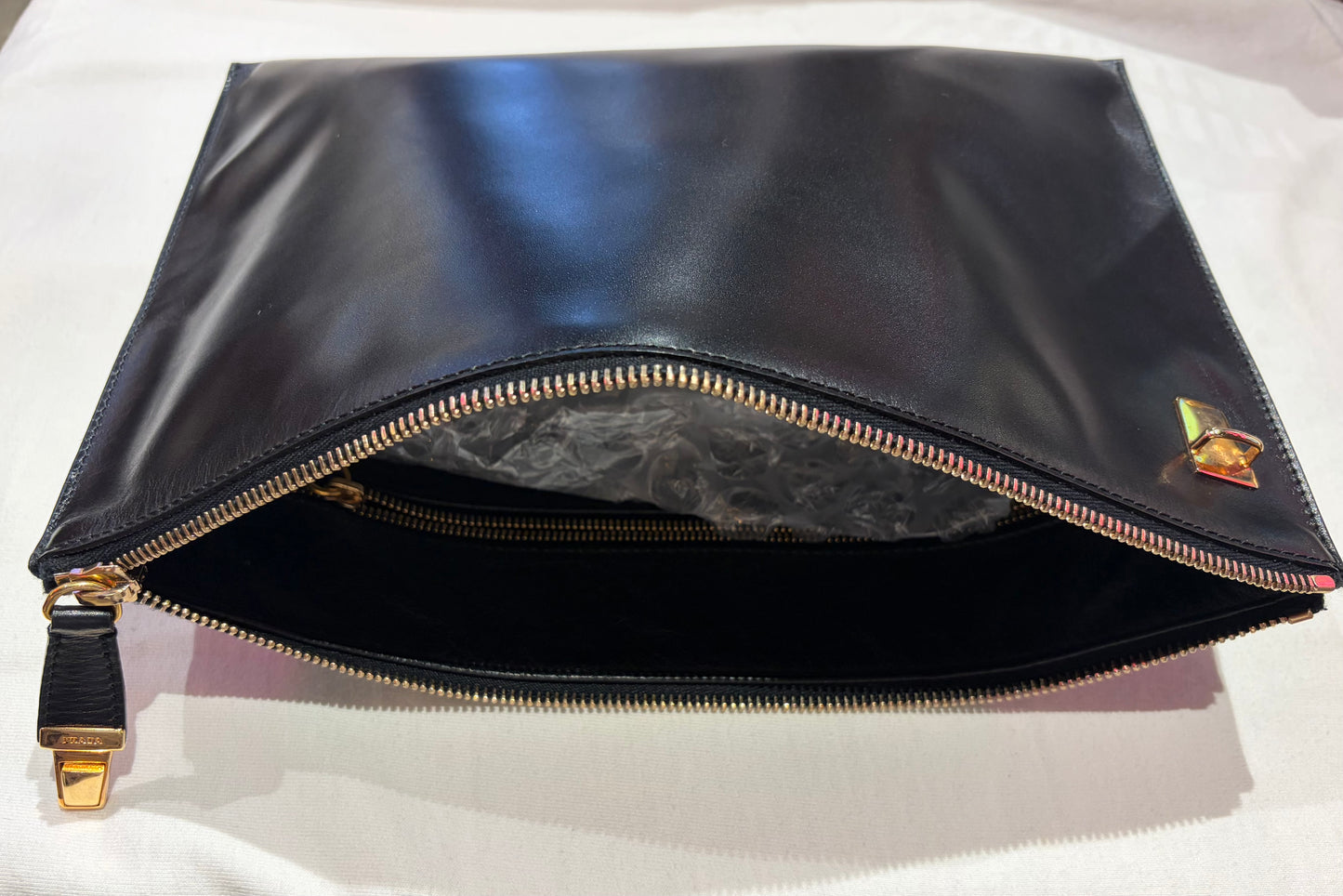 Prada Black Leather Clutch Bag