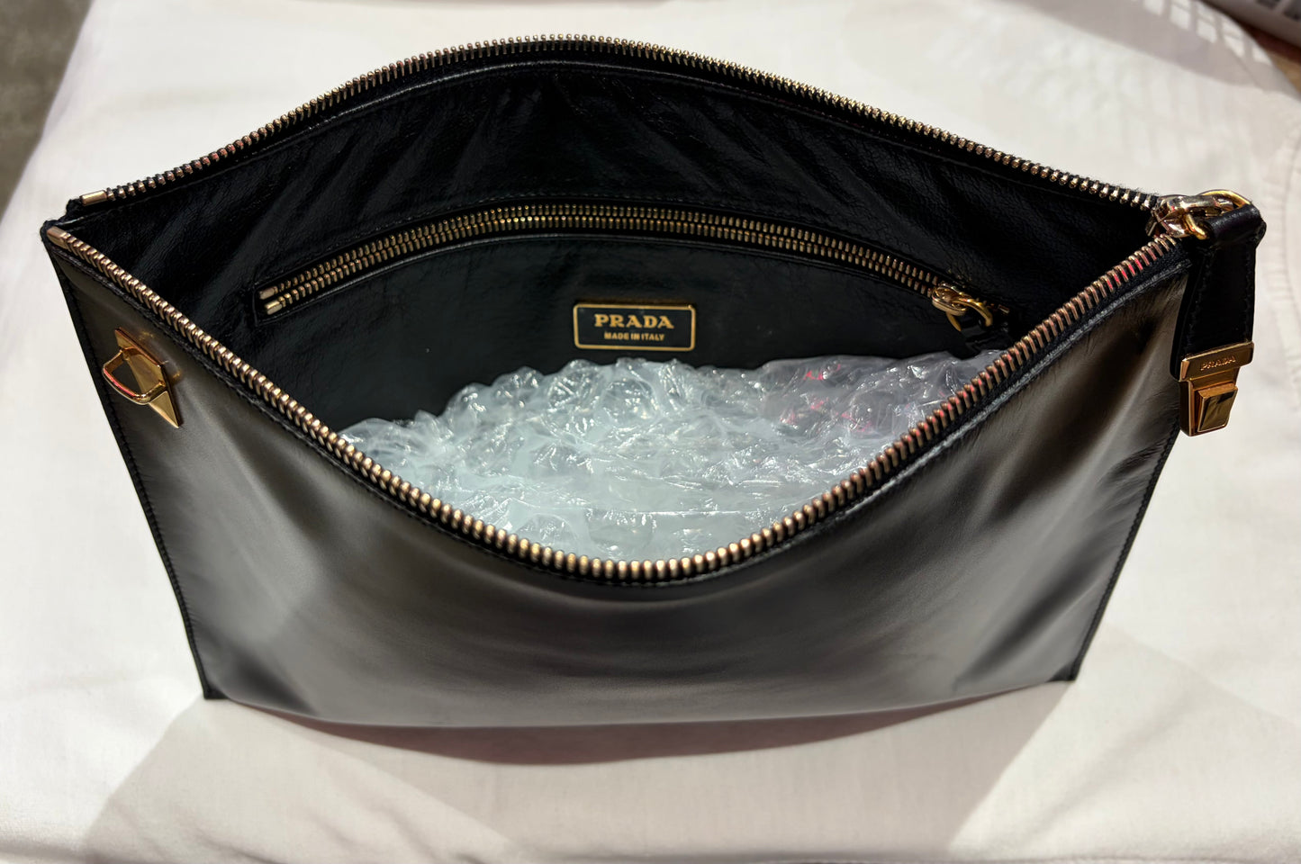 Prada Black Leather Clutch Bag