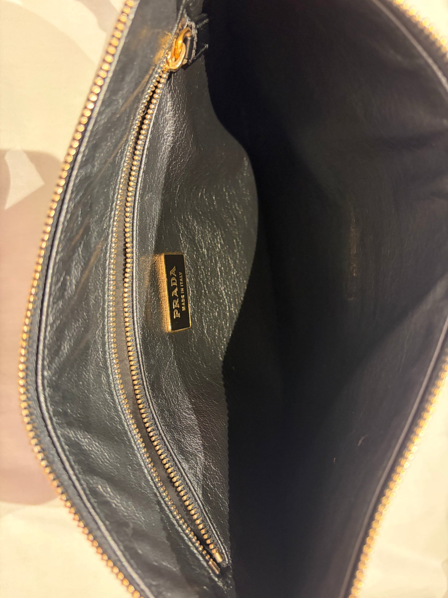 Prada Black Leather Clutch Bag