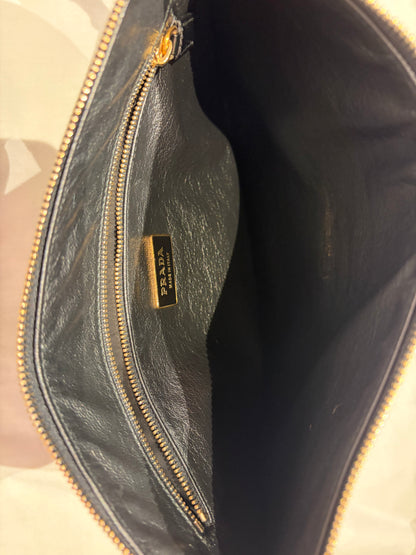 Prada Black Leather Clutch Bag