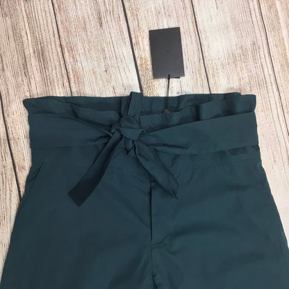 BNWT Pringle of Scotland Dark Jade Green Wide Leg Trousers 100% Cotton Size 8