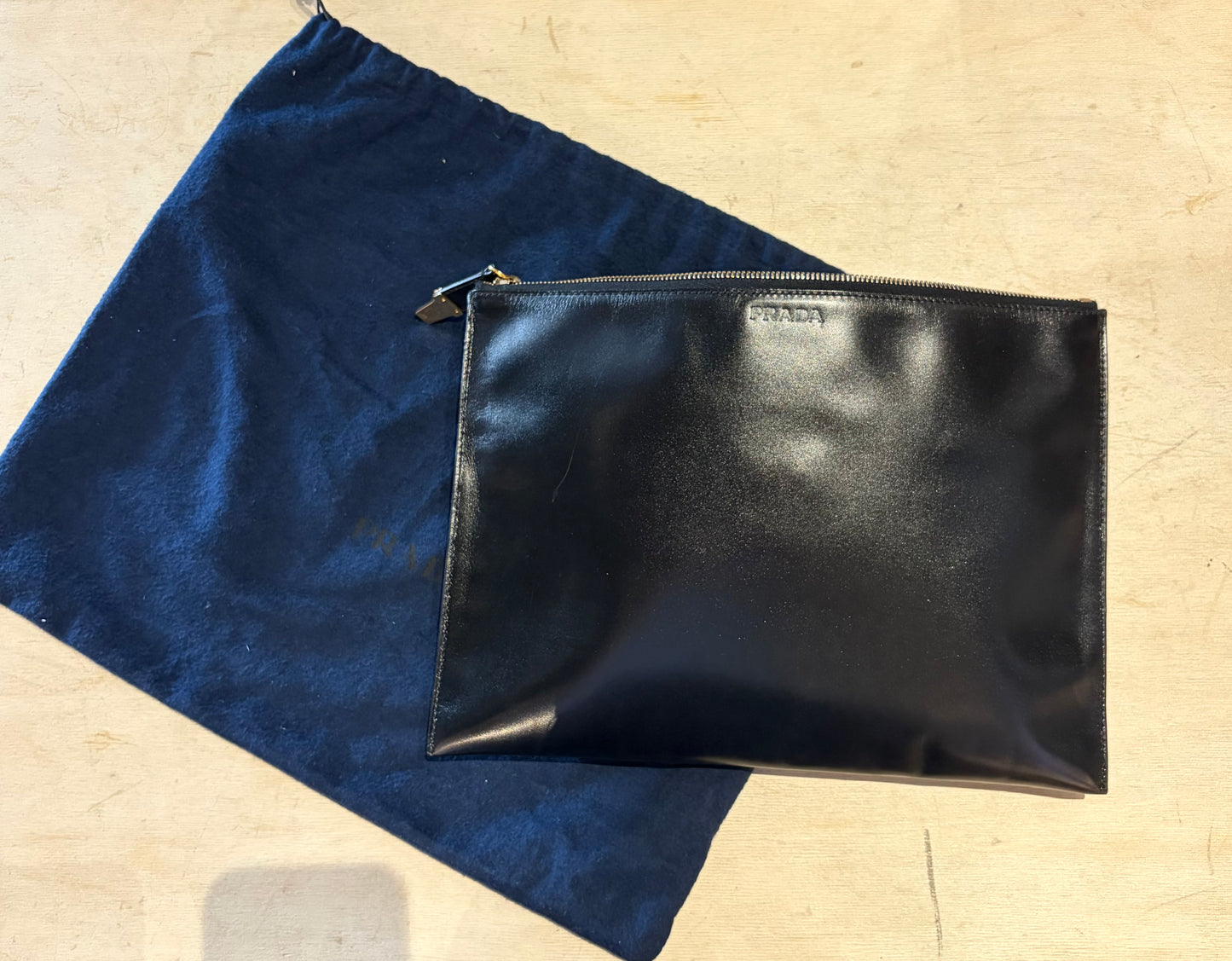 Prada Black Leather Clutch Bag