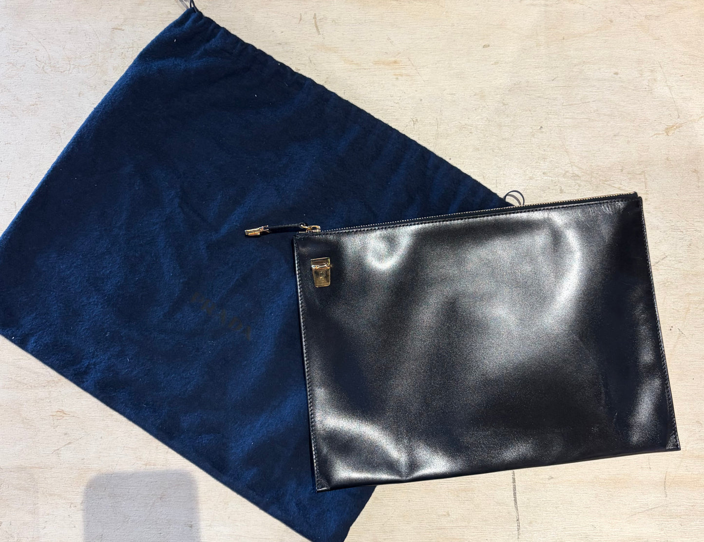 Prada Black Leather Clutch Bag