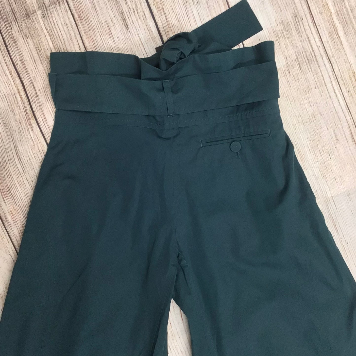 BNWT Pringle of Scotland Dark Jade Green Wide Leg Trousers 100% Cotton Size 8