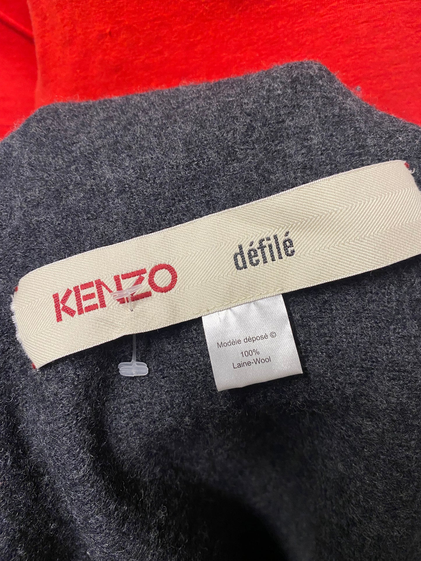 Kenzo Defile Grey Wool Winter Cape One Size