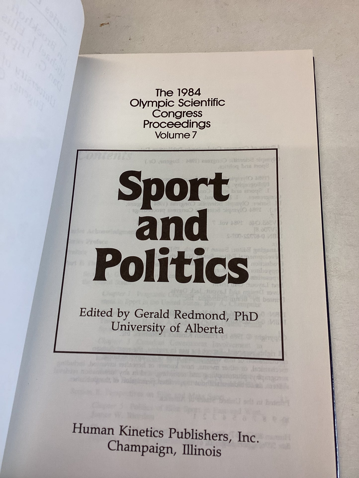 Sport and Politics The 1984 Olympic Scientific Congress Proceedings Volume 7