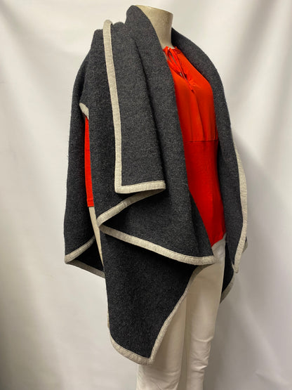 Kenzo Defile Grey Wool Winter Cape One Size