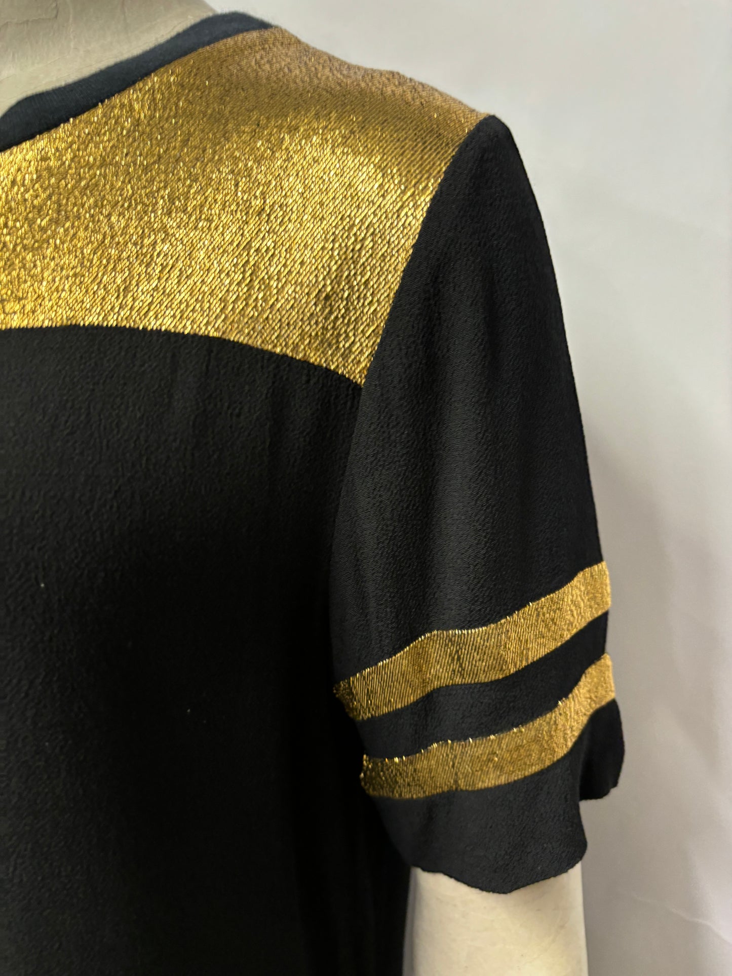 Sandro Black and Gold Metallic T-shirt Medium