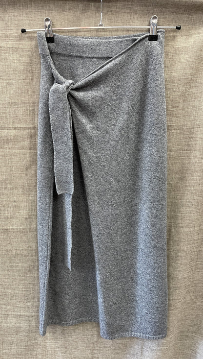 Oui New with Tags Grey Wool Mix Knitted Long Wrap Skirt EUR 24 UK 6