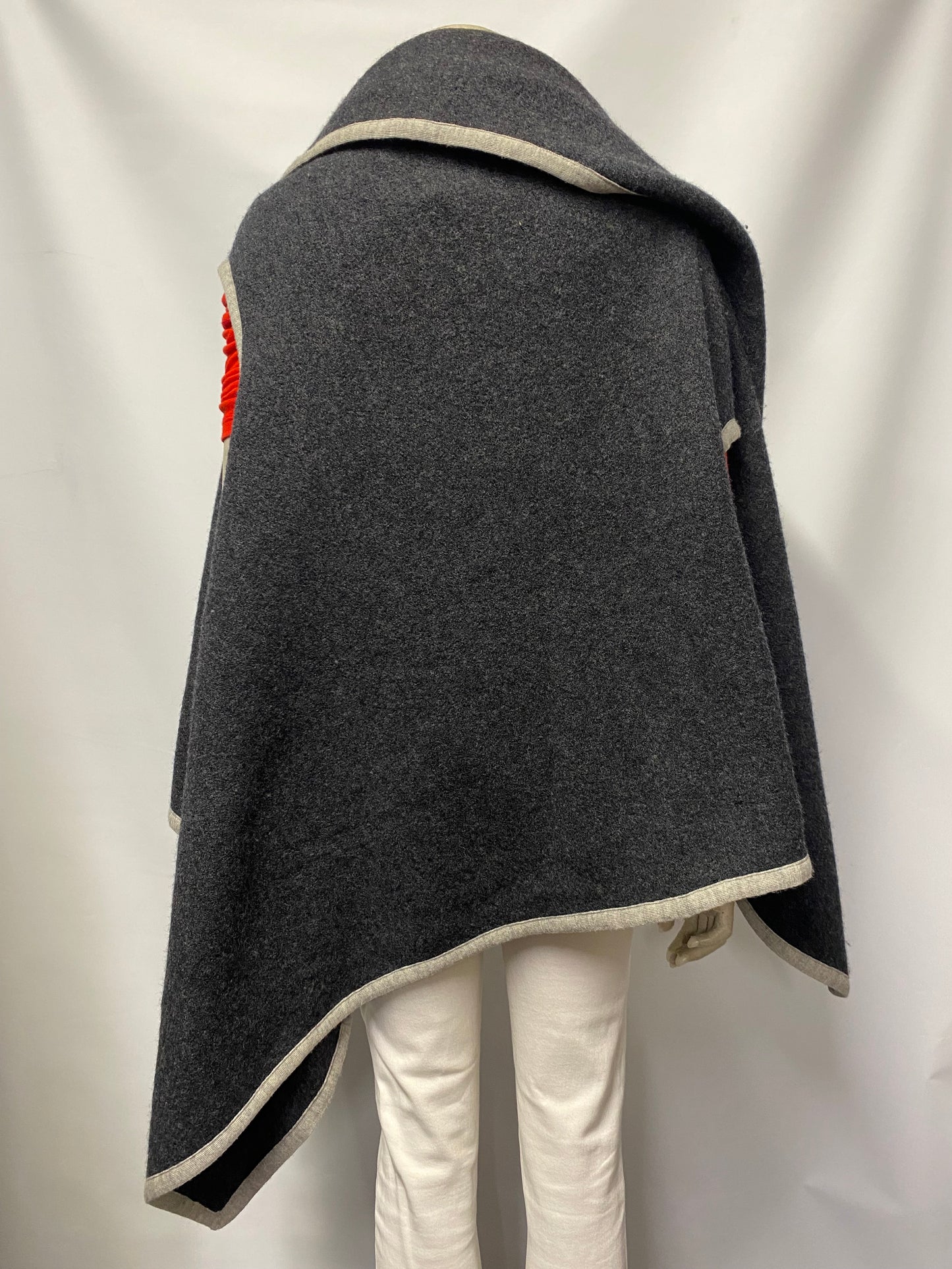 Kenzo Defile Grey Wool Winter Cape One Size