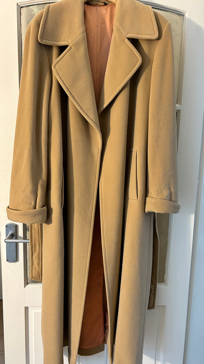 Laura Ashley Camel wool long Trench Coat Large