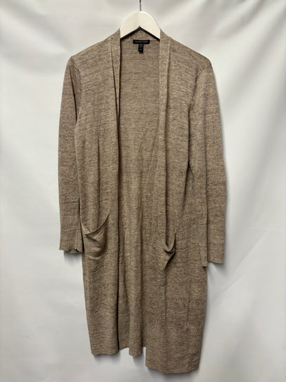 Eileen Fisher Taupe Linen Longline Cardigan Medium