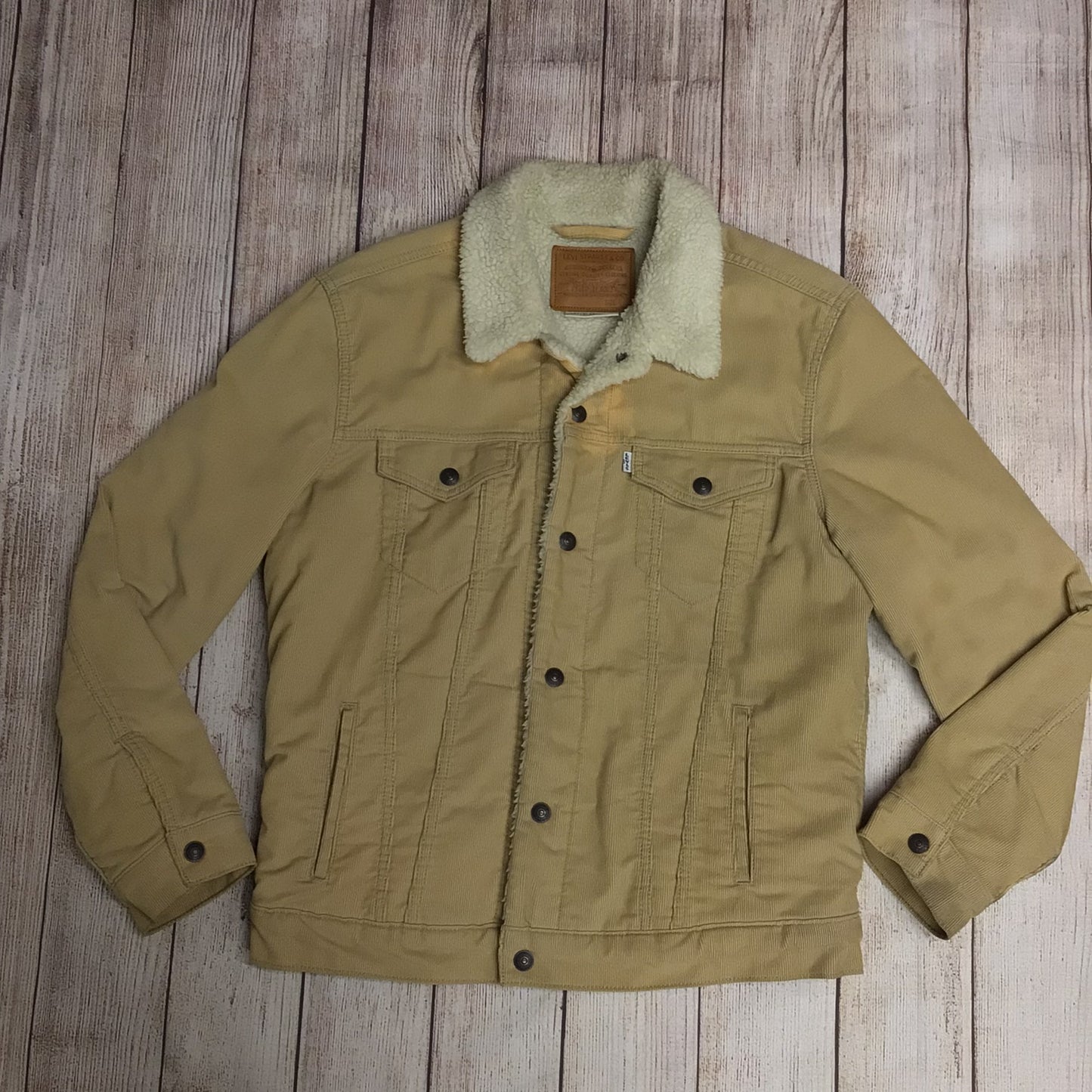 Levi's Yellow Beige Corduroy Sherpa Lined Jacket Size L